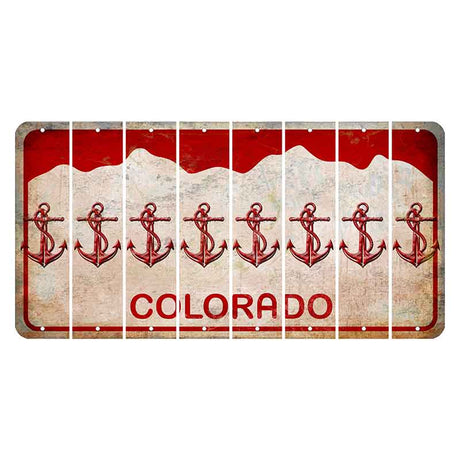 Colorado White|Red Mountains Cut License Plate Strips (Set of 8) Boat Anchor