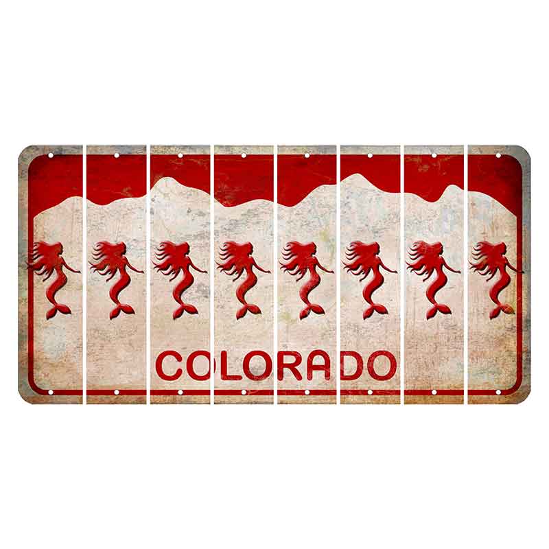 Colorado White|Red Mountains Cut License Plate Strips (Set of 8) Mermaid
