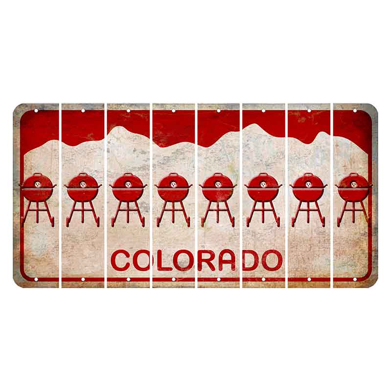 Colorado White|Red Mountains Cut License Plate Strips (Set of 8) Grill