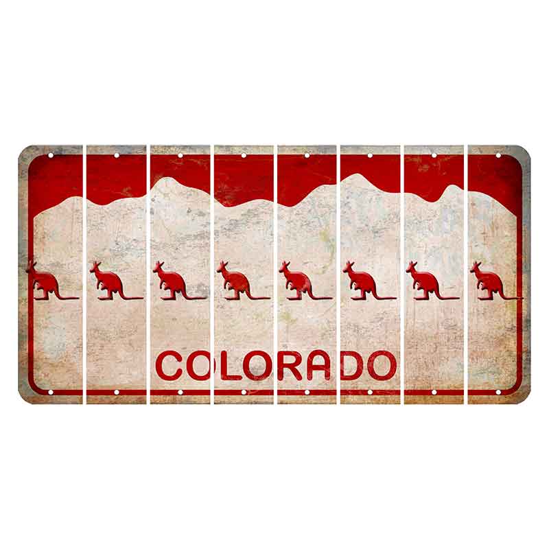 Colorado White|Red Mountains Cut License Plate Strips (Set of 8) Kangaroo