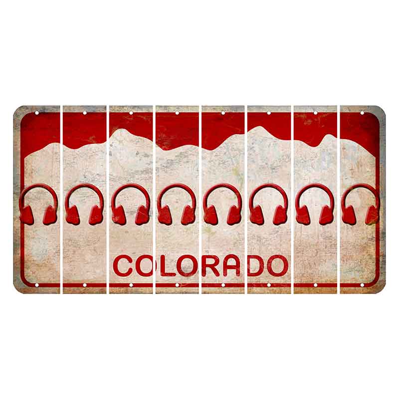 Colorado White|Red Mountains Cut License Plate Strips (Set of 8) Headphones