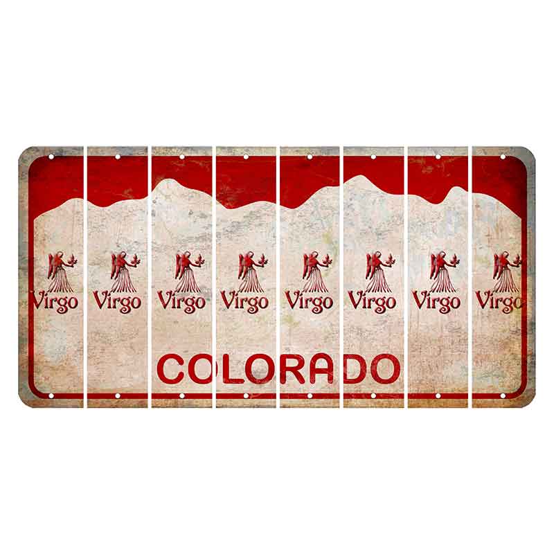 Colorado White|Red Mountains Cut License Plate Strips (Set of 8) Zodiac Sign - Virgo