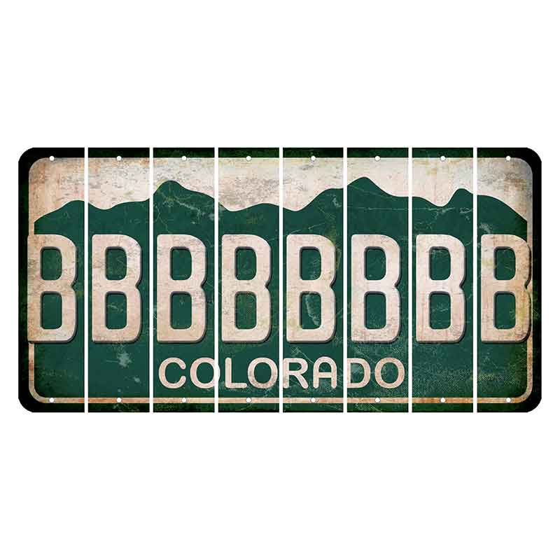 Colorado Green|White Mountains Cut License Plate Strips (Set of 8) B