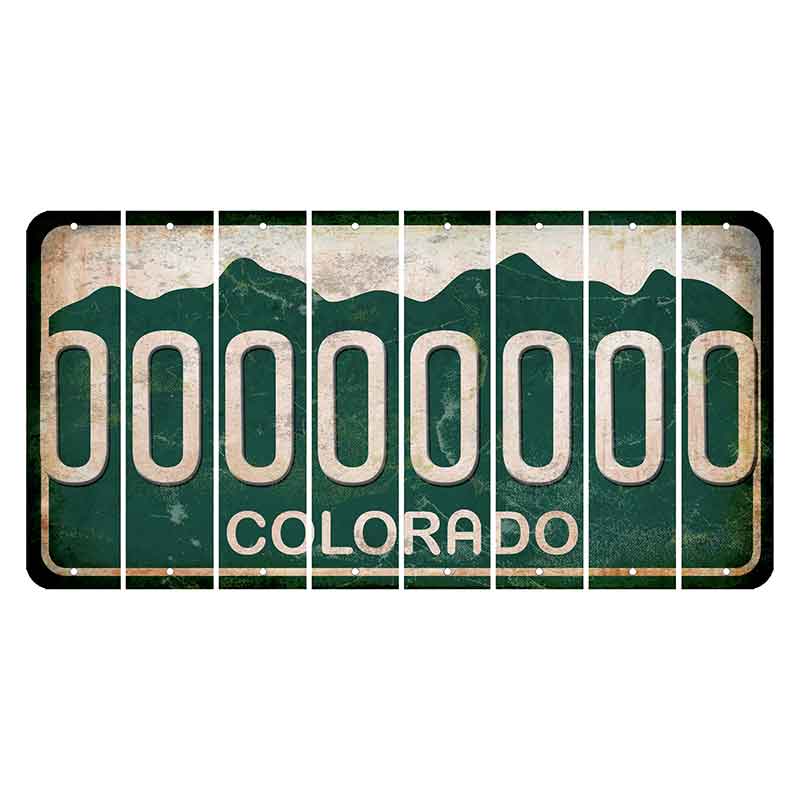 Colorado Green|White Mountains Cut License Plate Strips (Set of 8) O