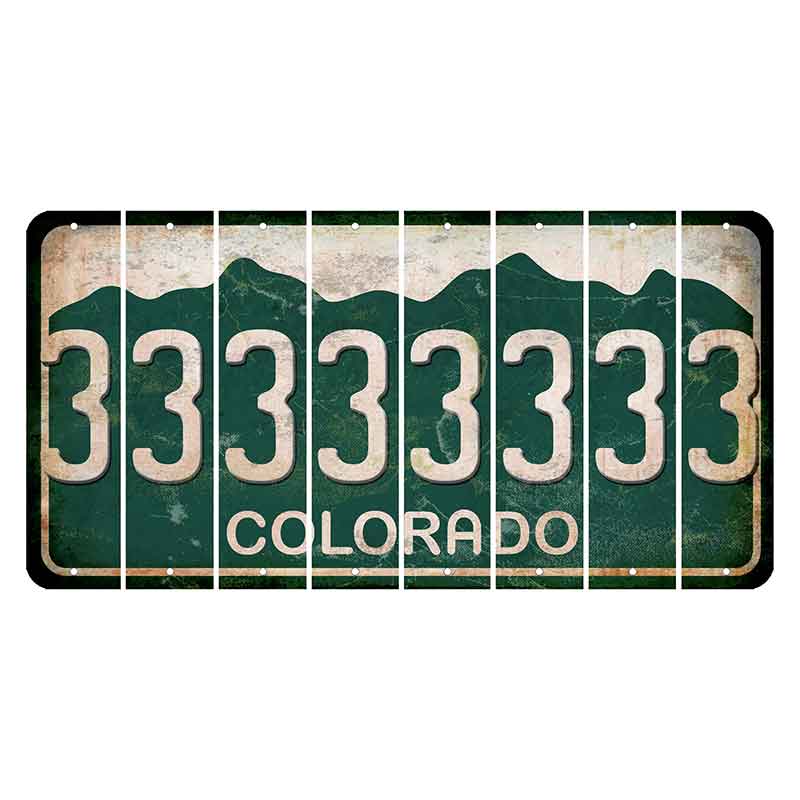 Colorado Green|White Mountains Cut License Plate Strips (Set of 8) 3