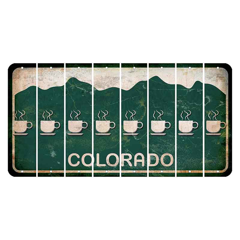 Colorado Green|White Mountains Cut License Plate Strips (Set of 8) Coffee Mug