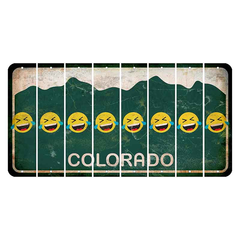 Colorado Green|White Mountains Cut License Plate Strips (Set of 8) Emoji - Laughing