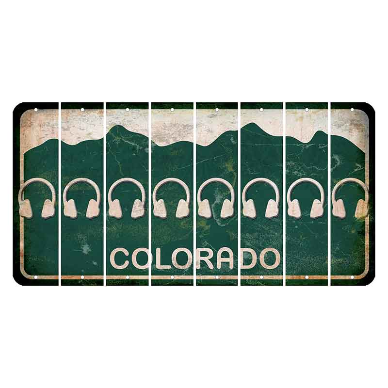 Colorado Green|White Mountains Cut License Plate Strips (Set of 8) Headphones