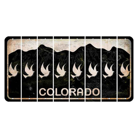 Colorado Black|White Mountains Cut License Plate Strips (Set of 8) Dove