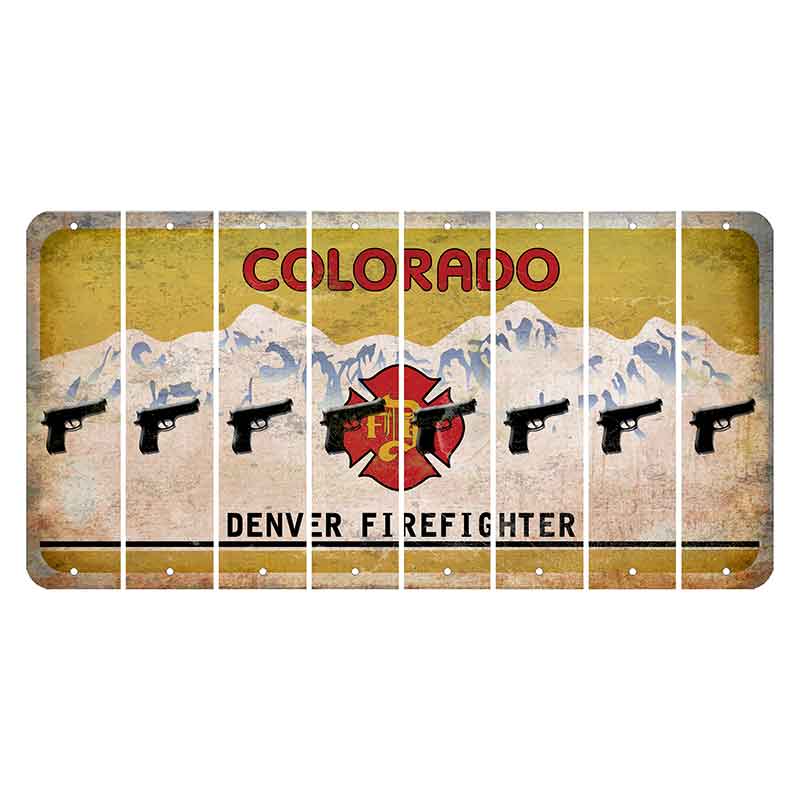 Colorado Denver Firefighter Cut License Plate Strips (Set of 8) Handgun