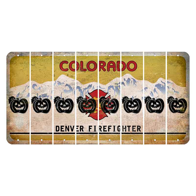 Colorado Denver Firefighter Cut License Plate Strips (Set of 8) Pumpkin