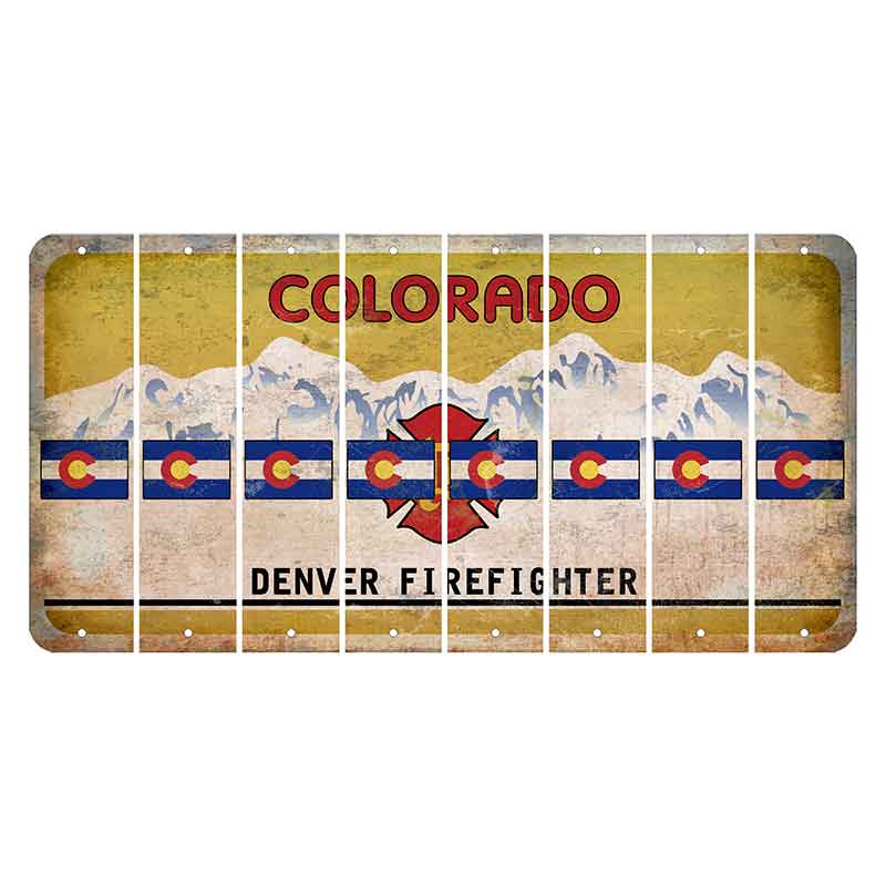 Colorado Denver Firefighter Cut License Plate Strips (Set of 8) State Flag