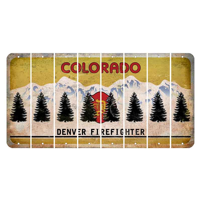 Colorado Denver Firefighter Cut License Plate Strips (Set of 8) Pine Tree