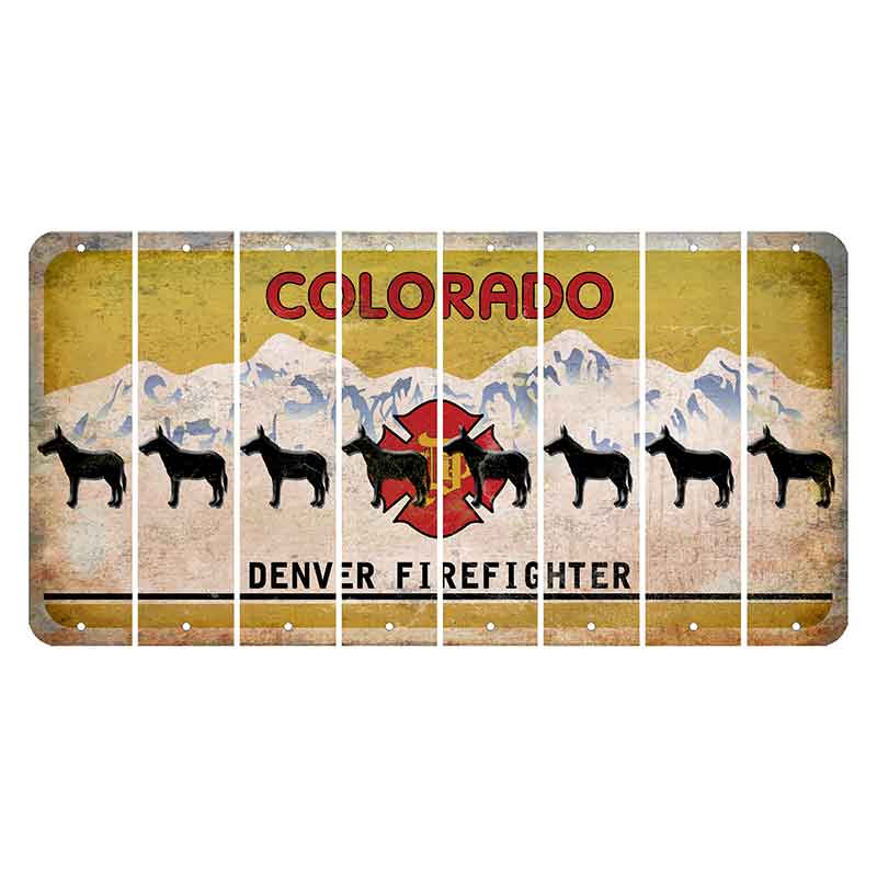 Colorado Denver Firefighter Cut License Plate Strips (Set of 8) Donkey