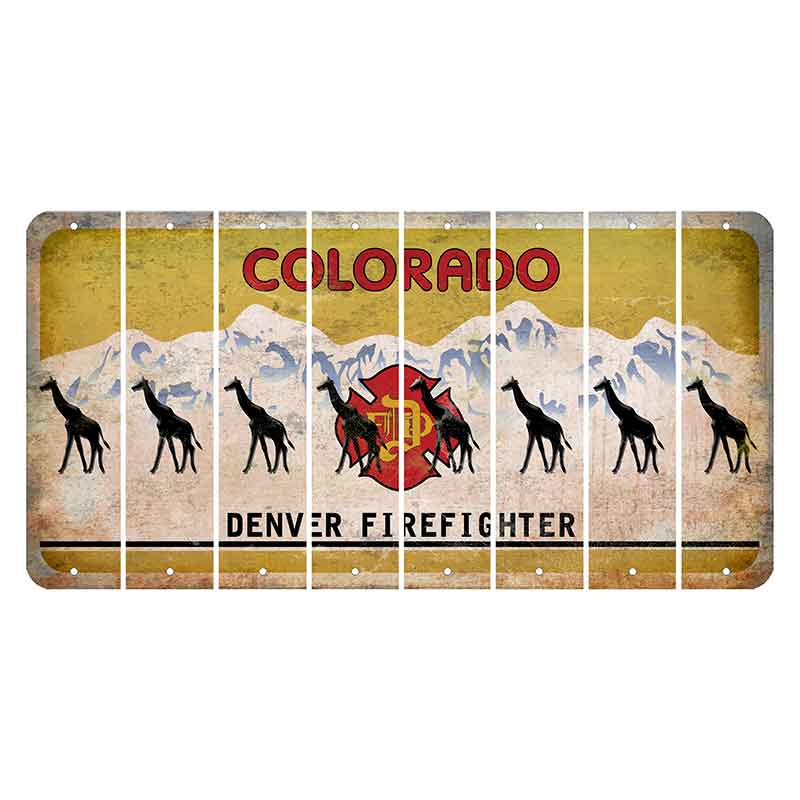 Colorado Denver Firefighter Cut License Plate Strips (Set of 8) Giraffe