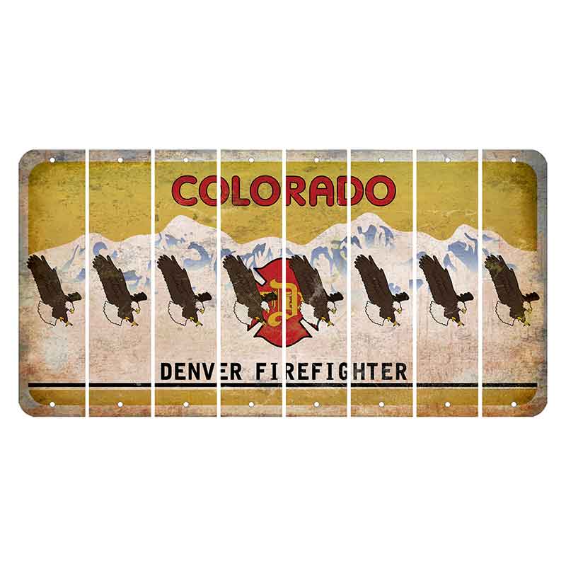Colorado Denver Firefighter Cut License Plate Strips (Set of 8) Bald Eagle