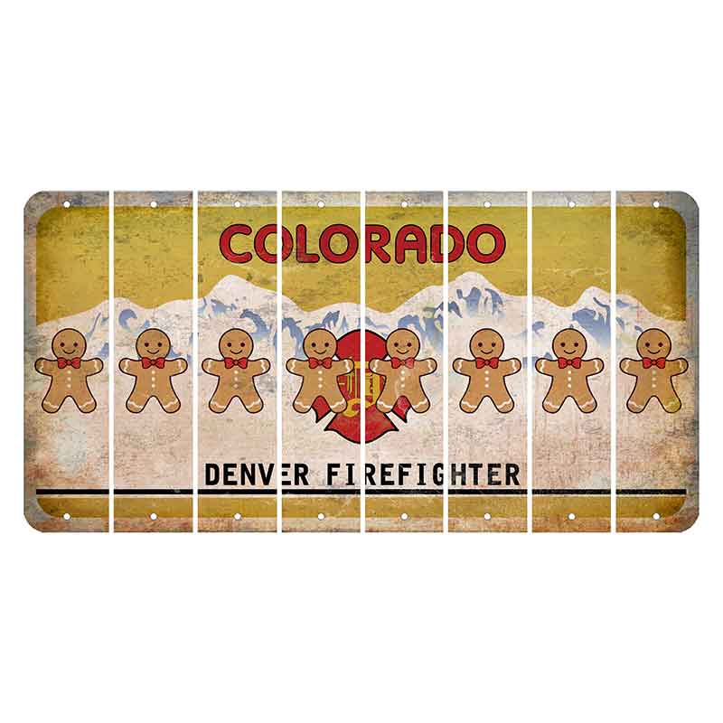 Colorado Denver Firefighter Cut License Plate Strips (Set of 8) Gingerbread Man