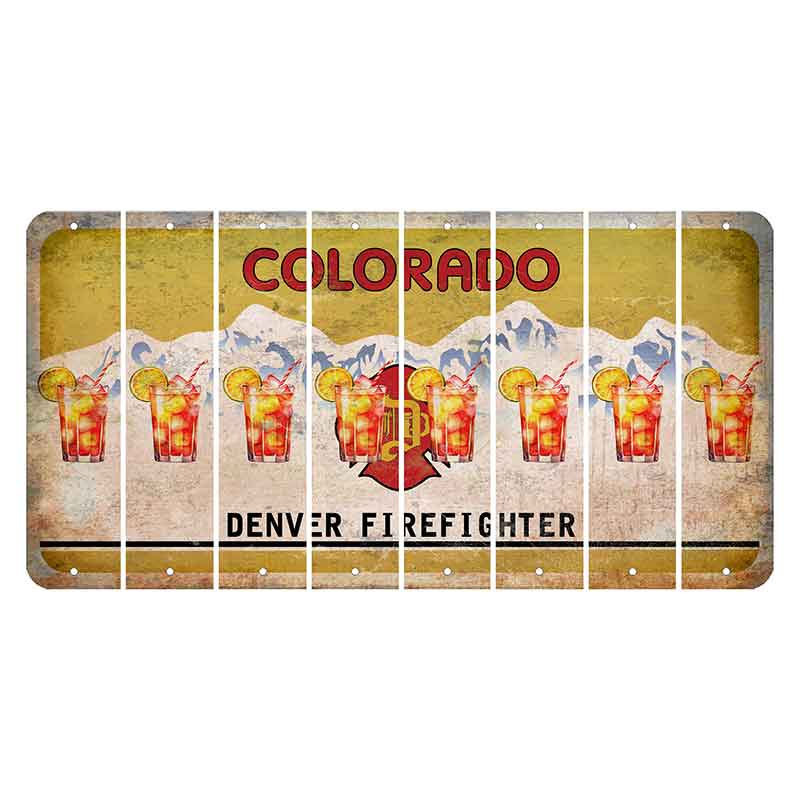 Colorado Denver Firefighter Cut License Plate Strips (Set of 8) Cocktail