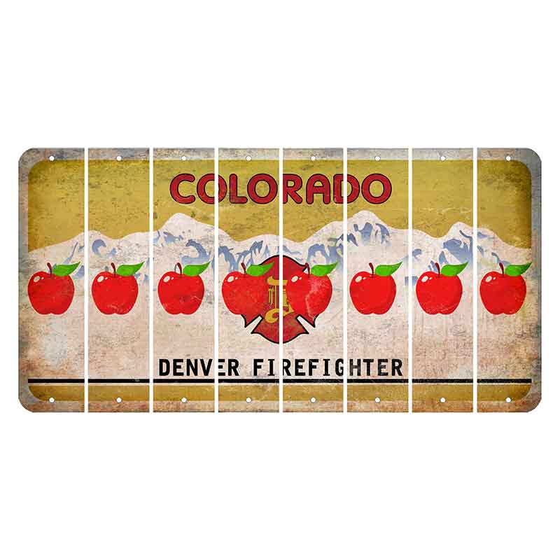 Colorado Denver Firefighter Cut License Plate Strips (Set of 8) Apple