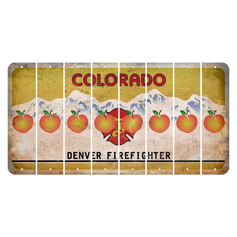 Colorado Denver Firefighter Cut License Plate Strips (Set of 8) Peach
