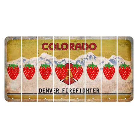 Colorado Denver Firefighter Cut License Plate Strips (Set of 8) Strawberry