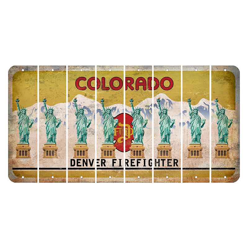 Colorado Denver Firefighter Cut License Plate Strips (Set of 8) Statue of Liberty