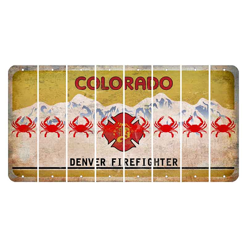 Colorado Denver Firefighter Cut License Plate Strips (Set of 8) Crab