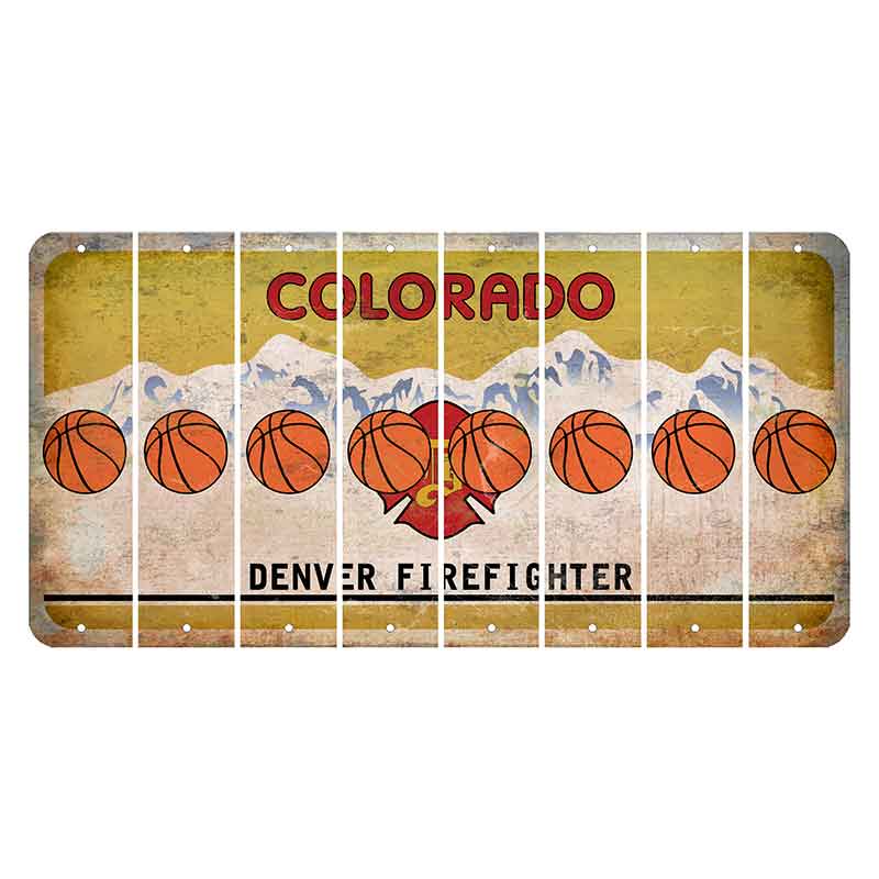 Colorado Denver Firefighter Cut License Plate Strips (Set of 8) Basketball