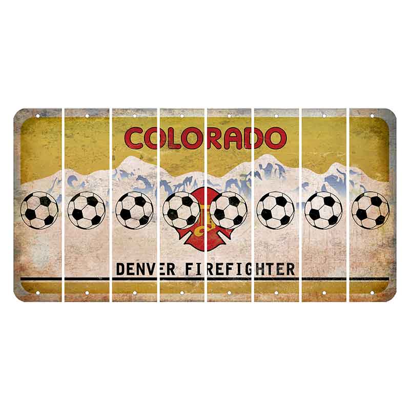 Colorado Denver Firefighter Cut License Plate Strips (Set of 8) Soccerball