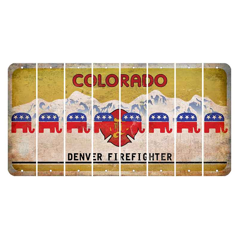 Colorado Denver Firefighter Cut License Plate Strips (Set of 8) Republican