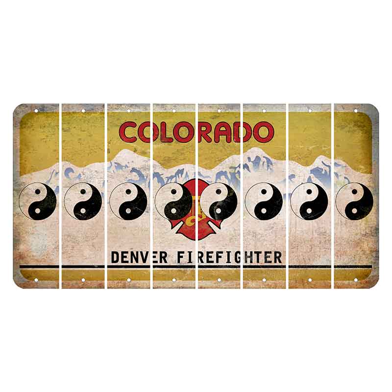 Colorado Denver Firefighter Cut License Plate Strips (Set of 8) Yin Yang