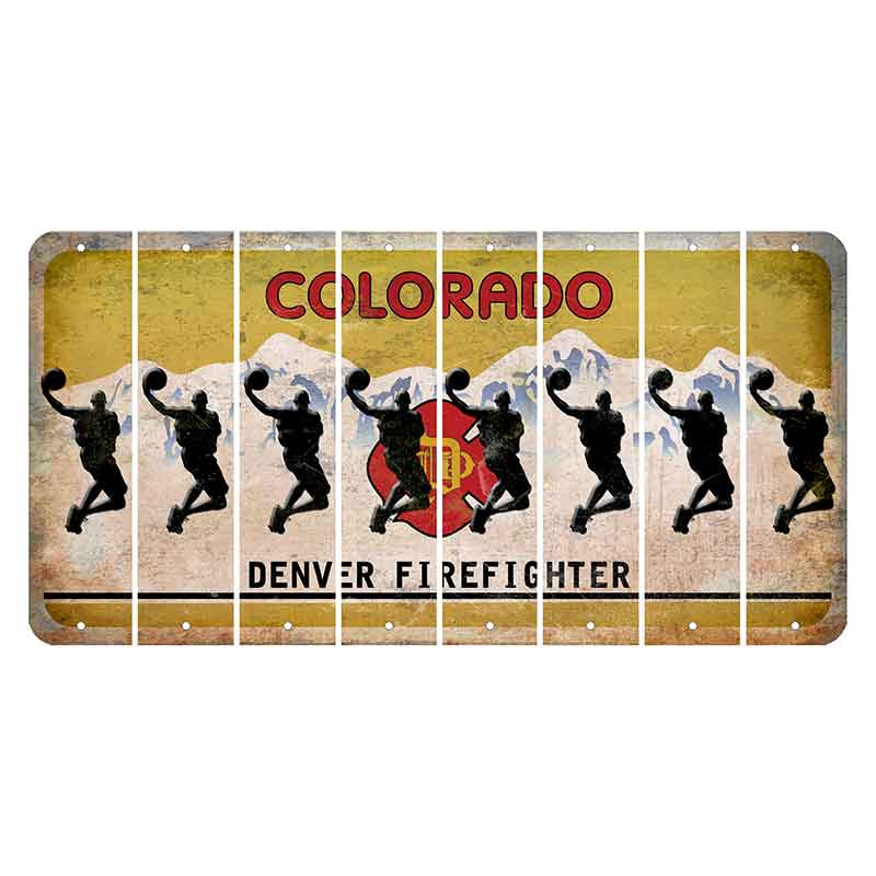 Colorado Denver Firefighter Cut License Plate Strips (Set of 8) Basketball Player