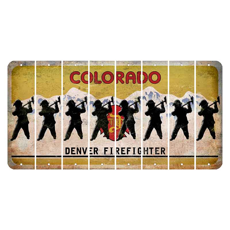 Colorado Denver Firefighter Cut License Plate Strips (Set of 8) Fireman with Axe