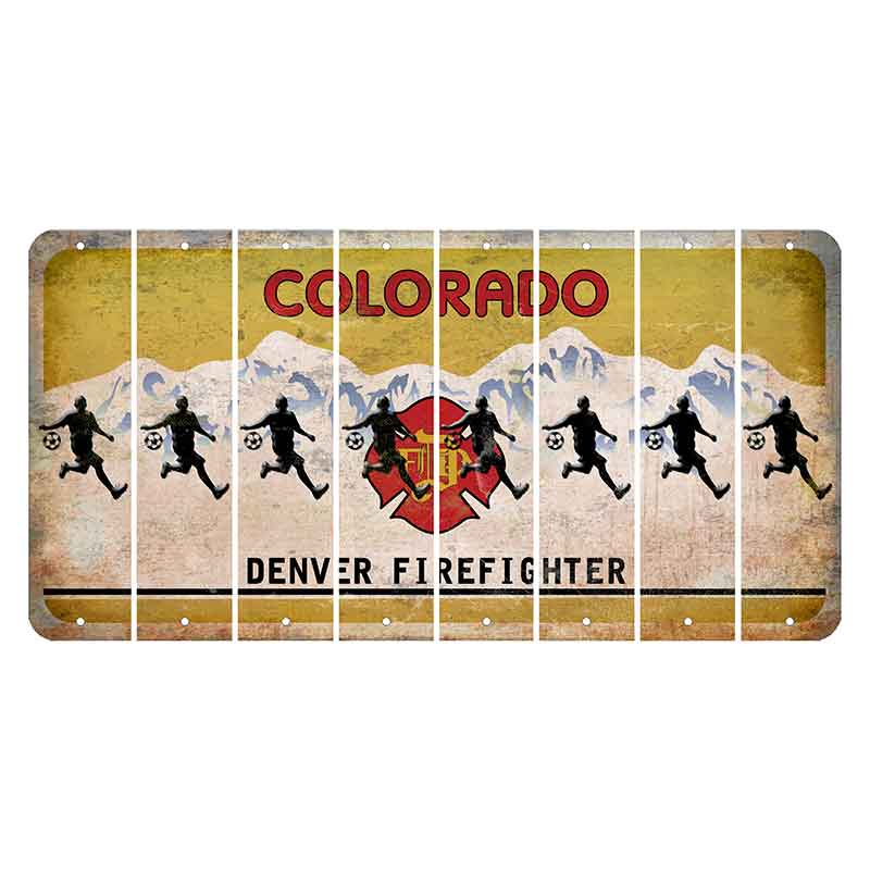 Colorado Denver Firefighter Cut License Plate Strips (Set of 8) Soccer Player