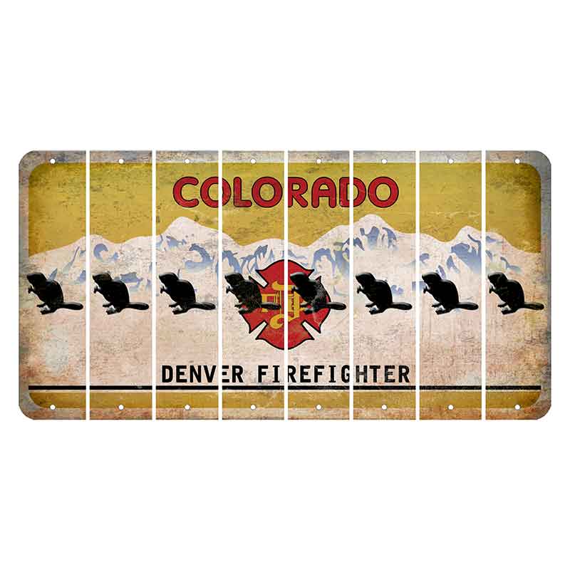 Colorado Denver Firefighter Cut License Plate Strips (Set of 8) Beaver
