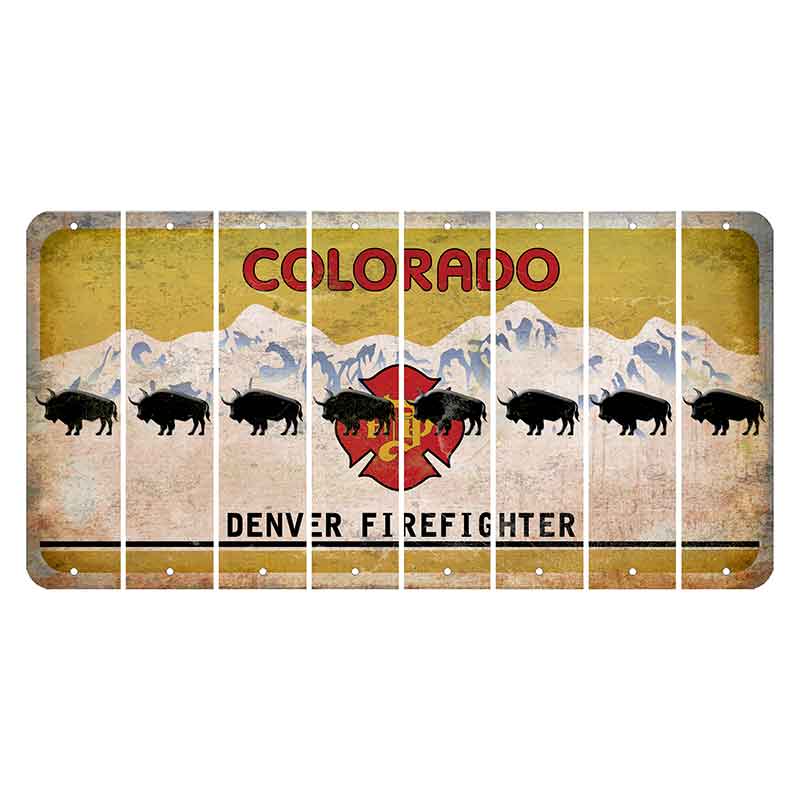 Colorado Denver Firefighter Cut License Plate Strips (Set of 8) Buffalo