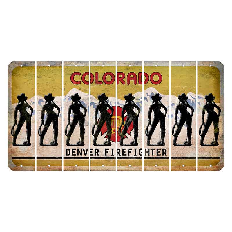 Colorado Denver Firefighter Cut License Plate Strips (Set of 8) Cowgirl