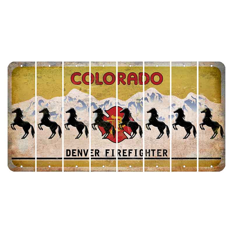 Colorado Denver Firefighter Cut License Plate Strips (Set of 8) Horse