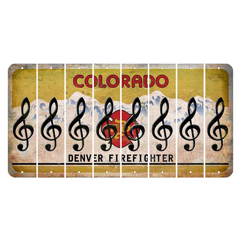 Colorado Denver Firefighter Cut License Plate Strips (Set of 8) Music Note