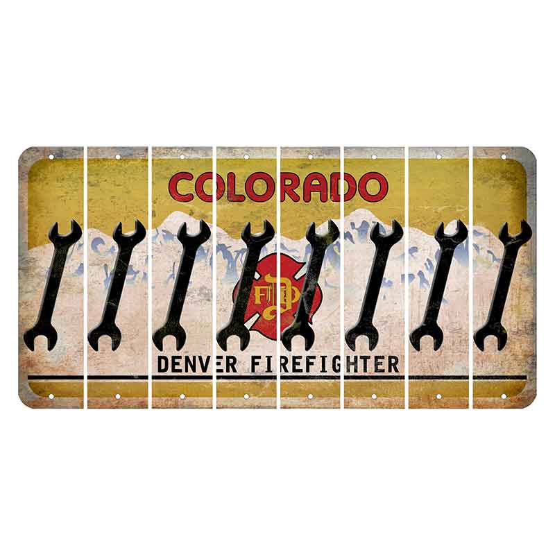 Colorado Denver Firefighter Cut License Plate Strips (Set of 8) Wrench