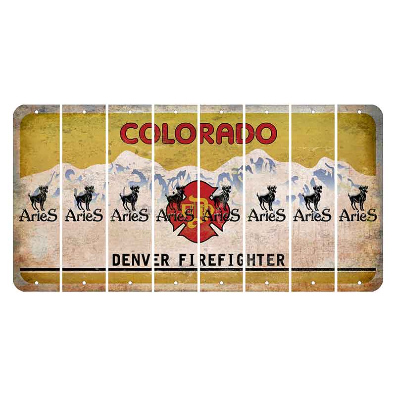 Colorado Denver Firefighter Cut License Plate Strips (Set of 8) Zodiac Sign - Aries