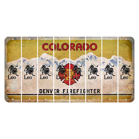 Colorado Denver Firefighter Cut License Plate Strips (Set of 8) Zodiac Sign - Leo