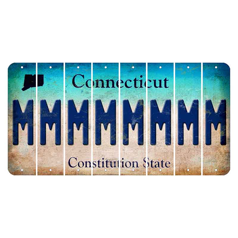 Connecticut Constitution State Cut License Plate Strips (Set of 8) M