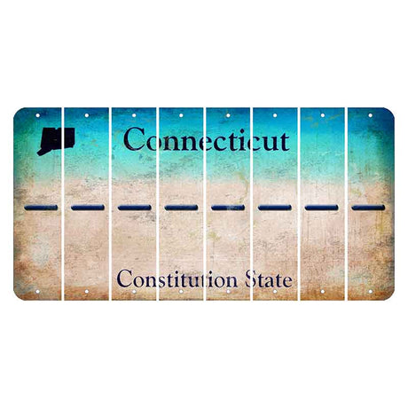 Connecticut Constitution State Cut License Plate Strips (Set of 8) Hyphen