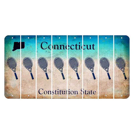Connecticut Constitution State Cut License Plate Strips (Set of 8) Tennis Racket