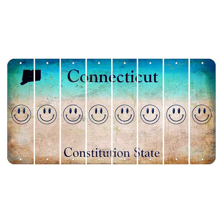 Connecticut Constitution State Cut License Plate Strips (Set of 8) Smiley Face
