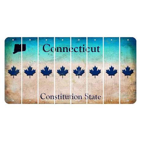 Connecticut Constitution State Cut License Plate Strips (Set of 8) Maple Leaf