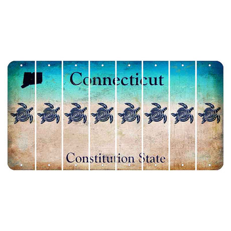 Connecticut Constitution State Cut License Plate Strips (Set of 8) Sea Turtle