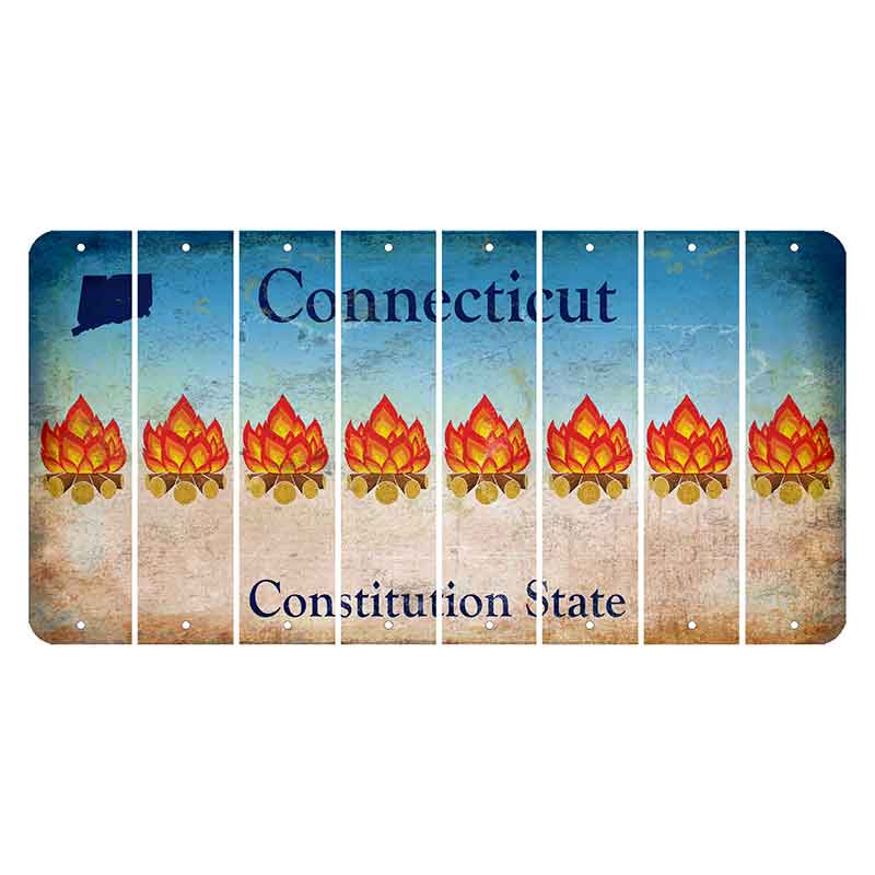 Connecticut Constitution State Cut License Plate Strips (Set of 8) Campfire