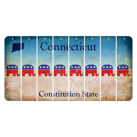 Connecticut Constitution State Cut License Plate Strips (Set of 8) Republican